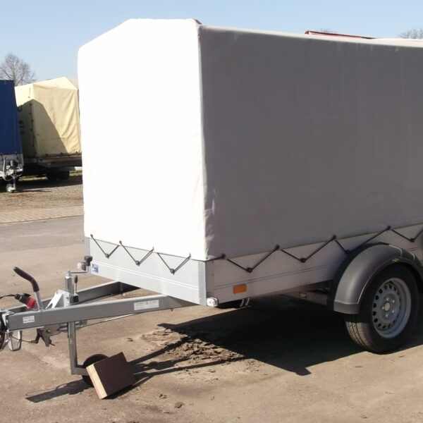 1-Achser-Kastenanhänger/Tieflader mit Spriegel & Plane, HUMBAUR Startrailer, H 132513, 1.300 kg